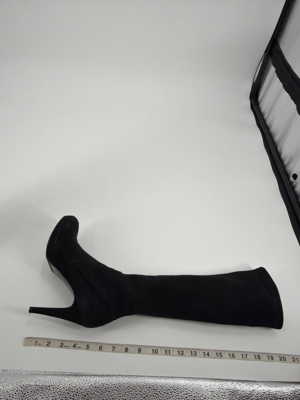 L.K. Bennett Belle Black Suede Womens Knee-High Stiletto Heel Boots Womens 7 - Picture 4 of 9